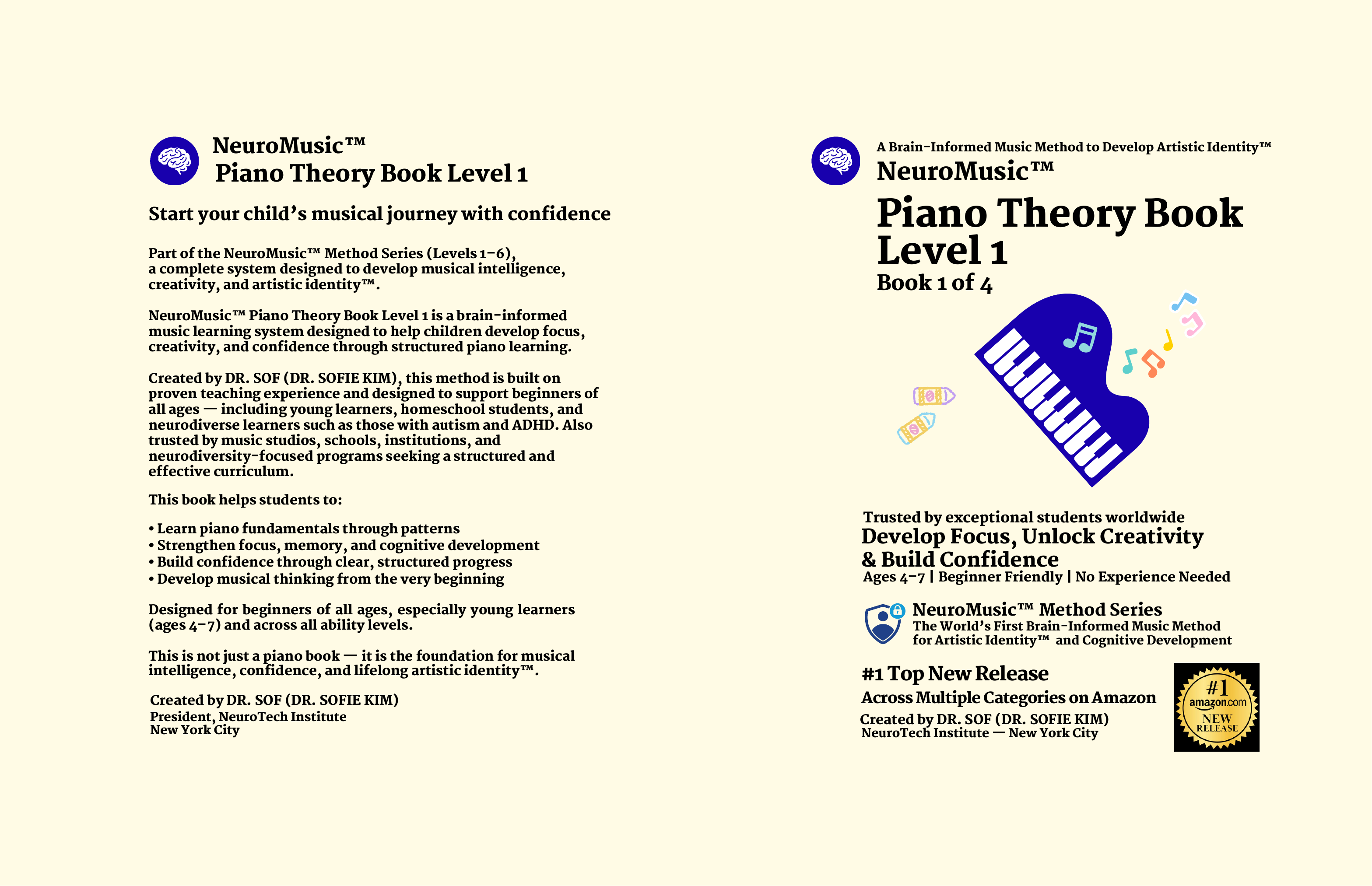 NeuroMusic Piano Theory Book Level 1 by DR. SOF